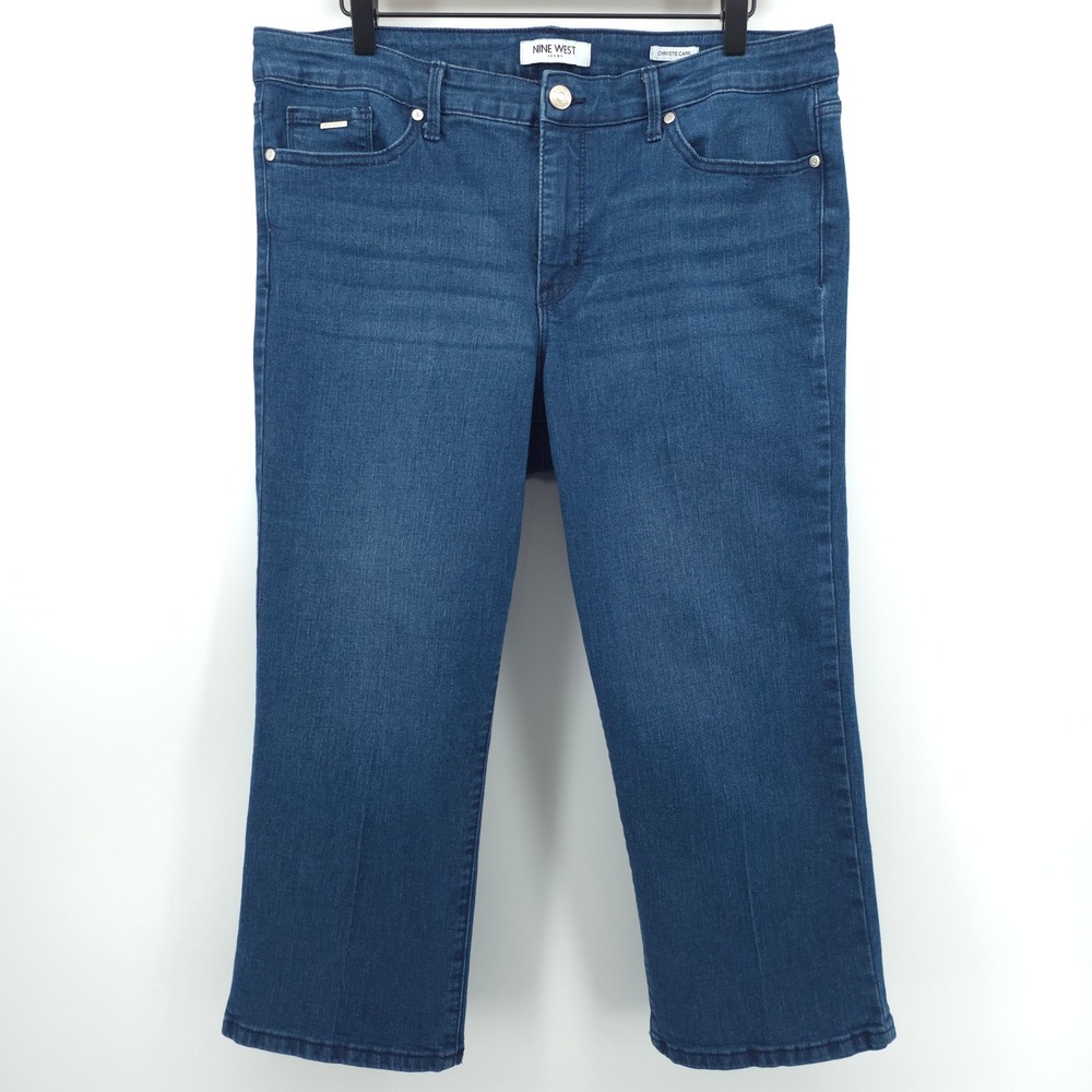 Nine West Womens Jeans Chrystie Capri 14 Blue Denim‎ Stretch Cropped Pants